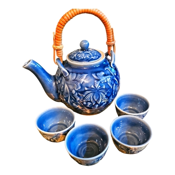 Thai Celadon Blue Tea Set - Picture 1 of 9